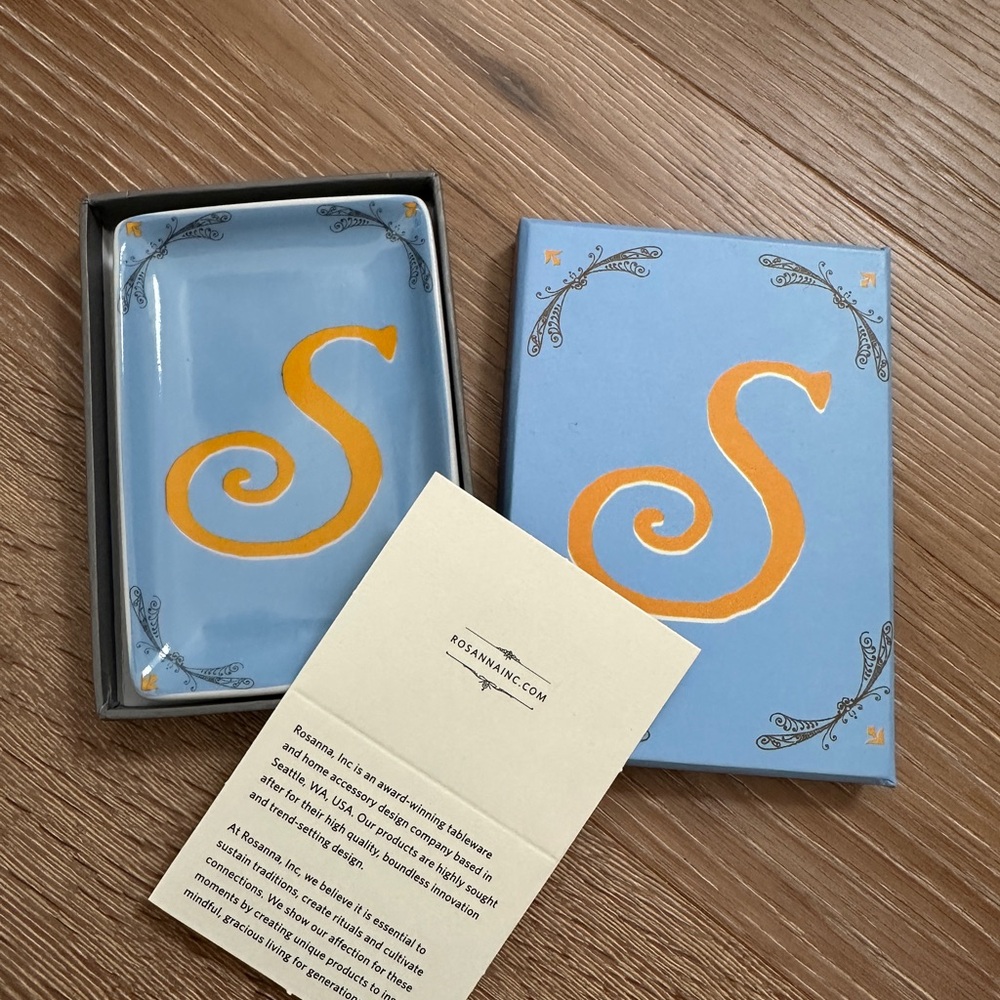 Blue and Orange Monogram Trinket Tray